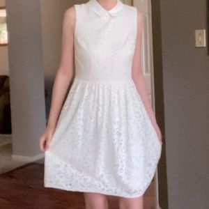 White Dress Solid Lace-up